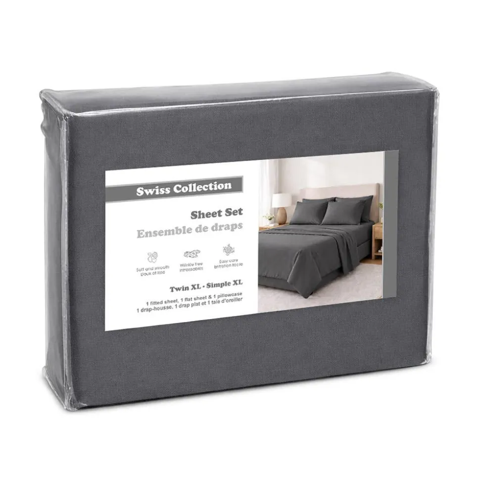 Cotton House Microfiber Twin XL Sheet Set (Grey)