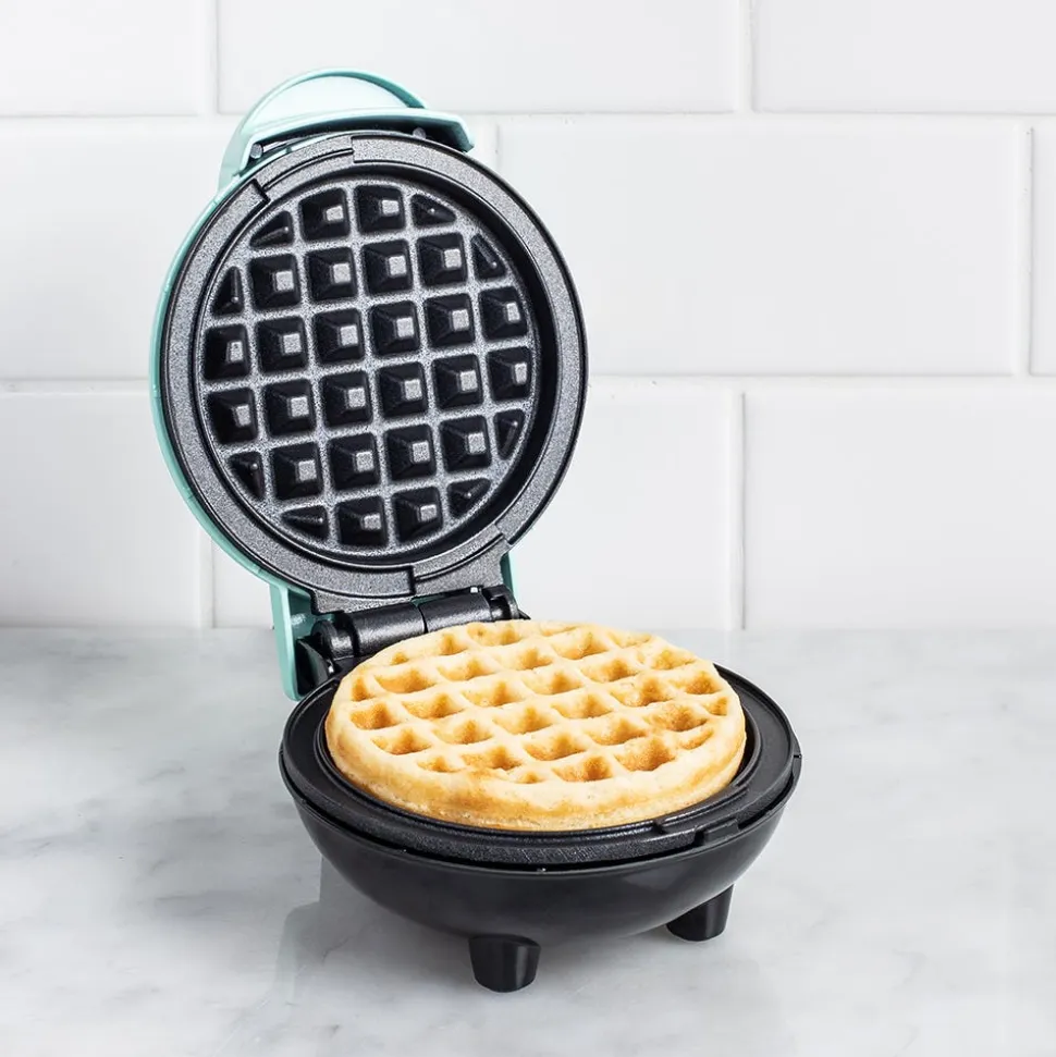 Dash Mini Round Waffle Maker (Aqua)