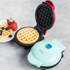 Dash Mini Round Waffle Maker (Aqua)
