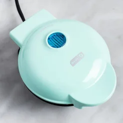 Dash Mini Round Waffle Maker (Aqua)