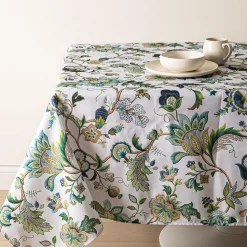 Easycare Printed 'Brissac' Polyester Tablecloth (Blue) 58x94"