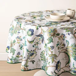 Easycare Printed 'Brissac' Polyester Tablecloth (Blue) 70" dia.