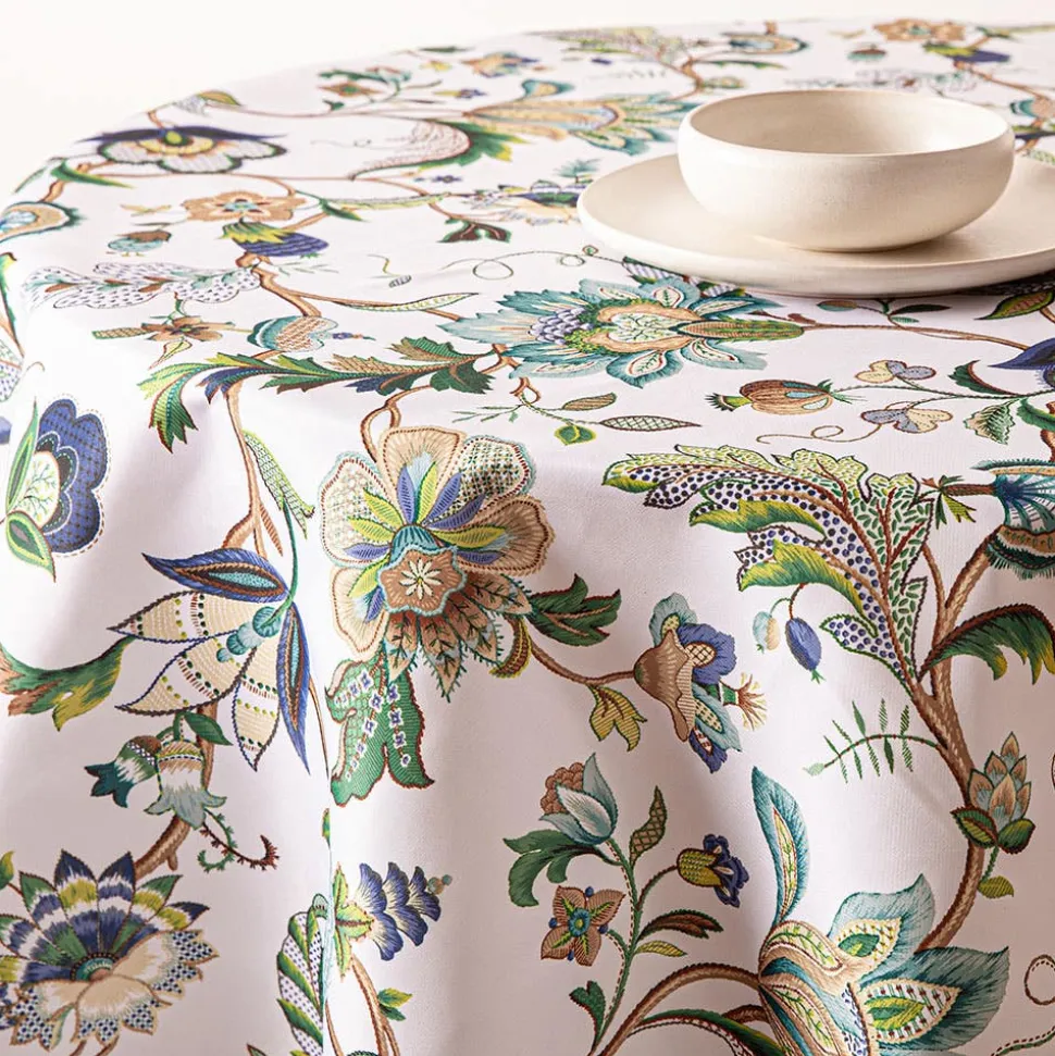 Easycare Printed 'Brissac' Polyester Tablecloth (Blue) 70" dia.