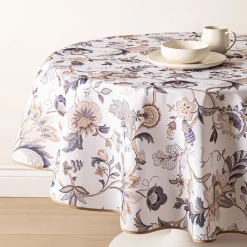 Easycare Printed 'Brissac' Polyester Tablecloth (Beige) 70" dia.