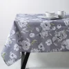 Easycare Printed 'Dahlia' Polyester Tablecloth 58"x94" (Grey)