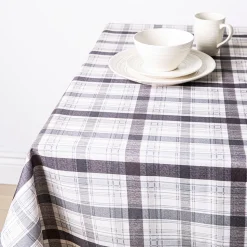 Easycare Printed 'Maxwell Plaid' Polyester Tablecloth 58"x94" (Black)