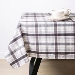 Easycare Printed 'Maxwell Plaid' Polyester Tablecloth 58"x94" (Black)