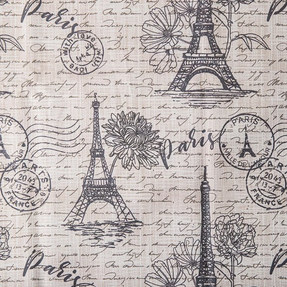 Easycare Printed 'Paris' Polyester Tablecloth 58x94" (Charcoal/Beige)