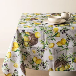 Easycare Printed 'Rustic Lemons' Polyester Tablecloth 58"x78" (Yellow)