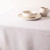 Easycare Printed Textured Faux Linen Polyester Tablecloth 58x78 White