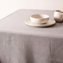 Easycare Printed 'Textured Faux Linen' Polyester Tablecloth 58x94 Grey