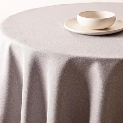 Easycare Printed 'Textured Faux Linen' Polyester Tablecloth 70" (Grey)