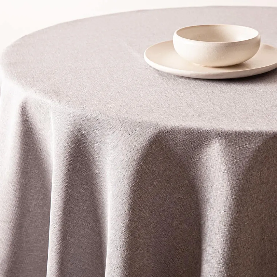 Easycare Printed 'Textured Faux Linen' Polyester Tablecloth 70" (Grey)