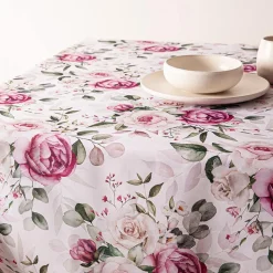 Easycare Printed 'Wild Roses' Polyester Tablecloth 58" x 94" (Pink)