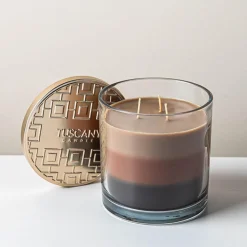 Empire Tuscany 3-Wick 'Tobacco and Leather' Glass Jar Candle 397g