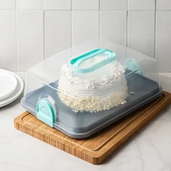 Ezy Storage Portable 'Rectangle' Plastic Cake Carrier with Lid (Clear)