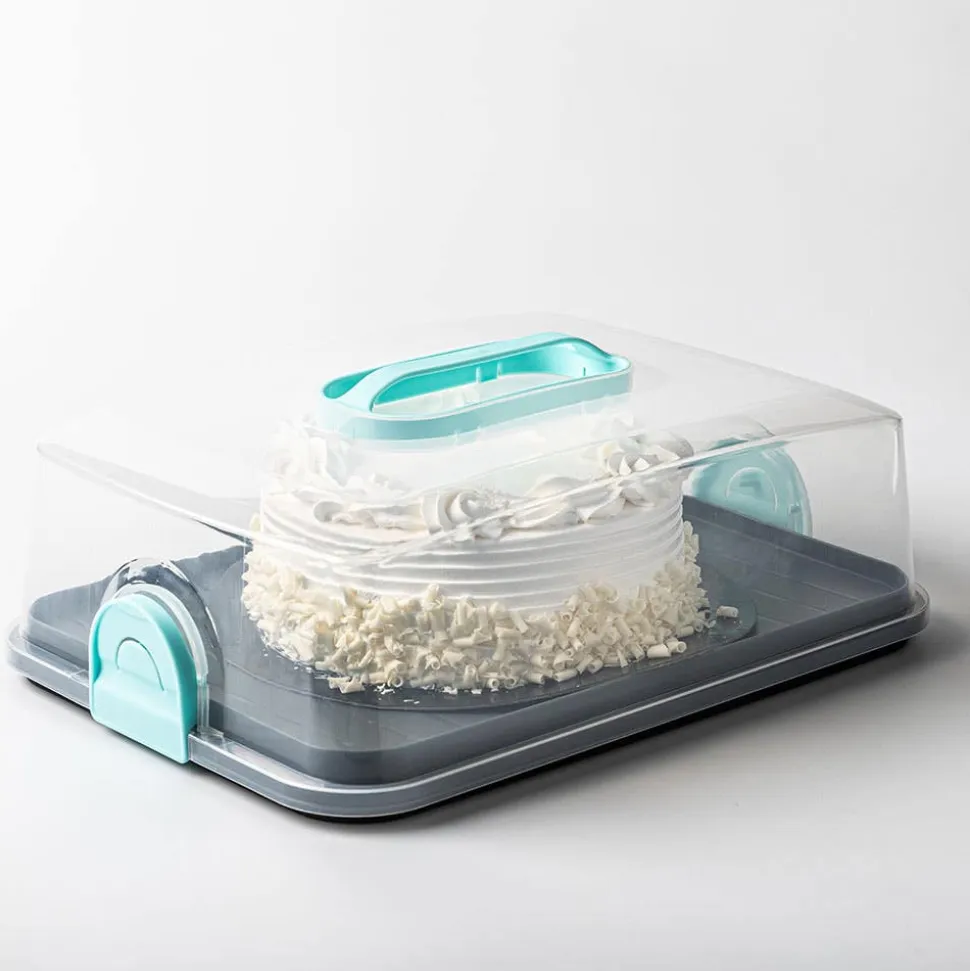 Ezy Storage Portable 'Rectangle' Plastic Cake Carrier with Lid (Clear)
