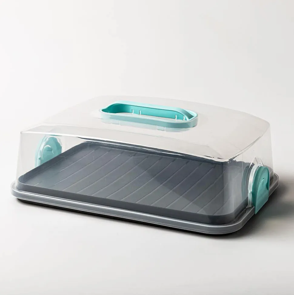 Ezy Storage Portable 'Rectangle' Plastic Cake Carrier with Lid (Clear)