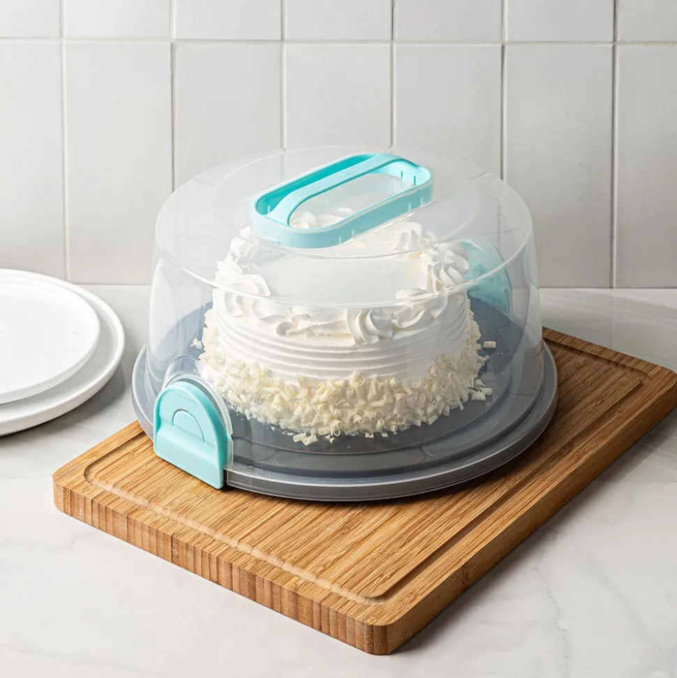 Ezy Storage Portable 'Round' Plastic Cake Carrier with Lid (Clear)