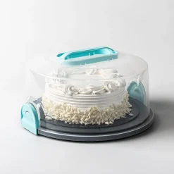 Ezy Storage Portable 'Round' Plastic Cake Carrier with Lid (Clear)