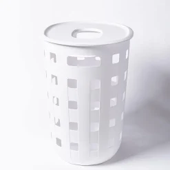Ezy Storage Premium Aura '80l' Laundry Hamper with Lid (White)