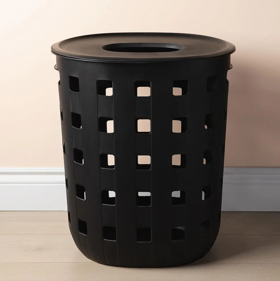 Ezy Storage Premium Aura '80L' Laundry Hamper with Lid (Black)