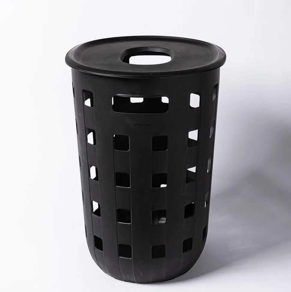 Ezy Storage Premium Aura '80L' Laundry Hamper with Lid (Black)