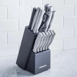 Farberware 15pc Stainless Stamped Wood Knife Set (Charcoal)