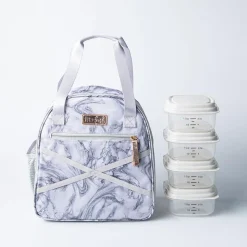 Fit & Fresh Carli 'Marble' Thermal Lunch Bag (Grey/White)