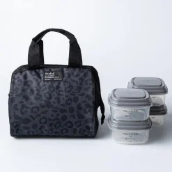 Fit & Fresh Charlotte 'Cheetah' Thermal Lunch Bag (Black/Grey)