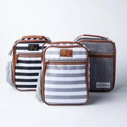 Fit & Fresh Thayer 'Linen Stripe' Thermal Lunch Bag (Grey/White)