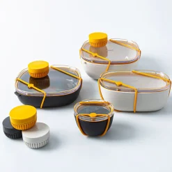 Fuel Leak-Proof Lunch Plate Container with Lid (Black/Clear)