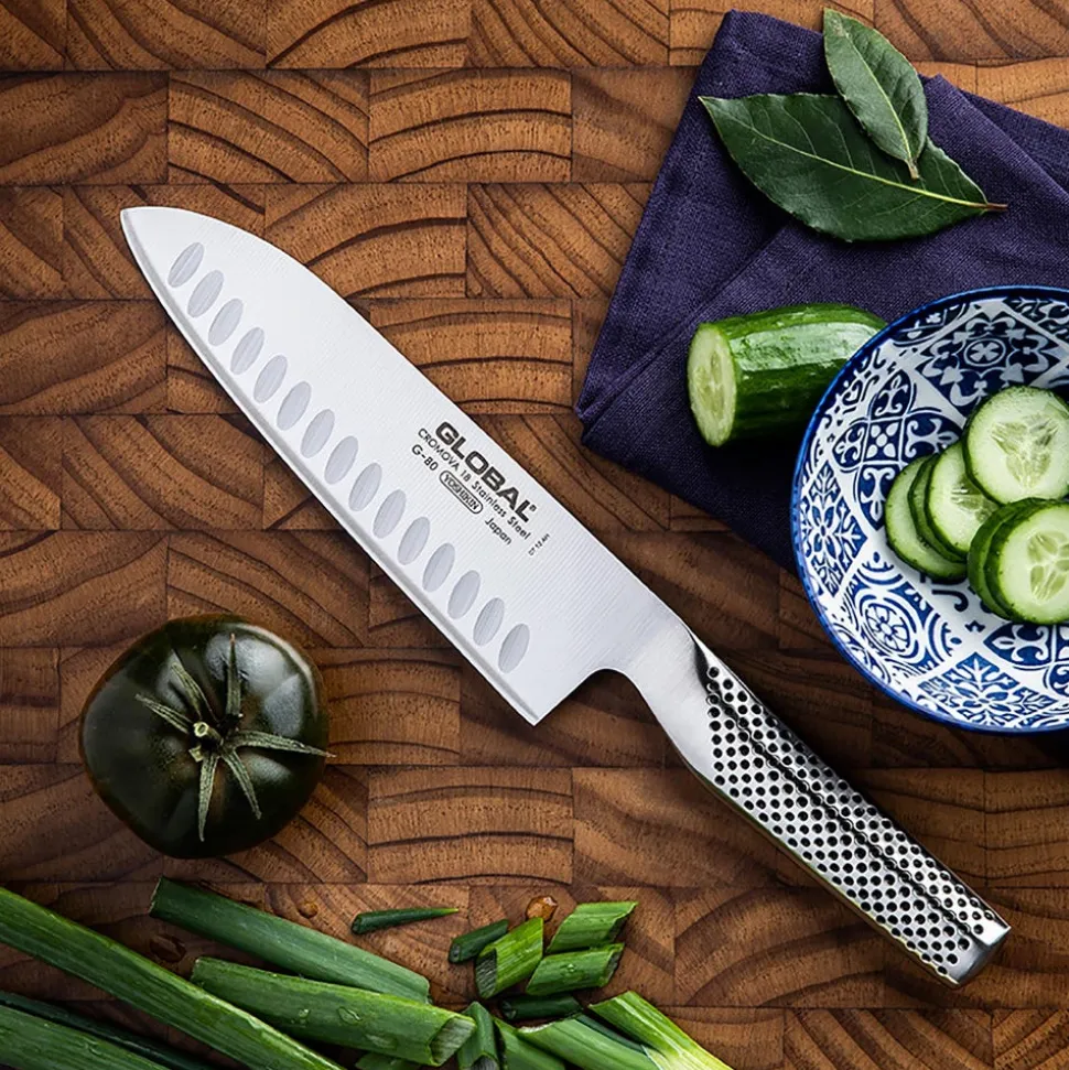 Global Classic 7" Santoku Knife with Fluted Edge (Stainless Steel)