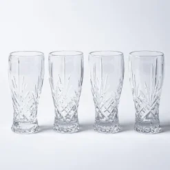 Godinger Dublin Crystal-Cut Pilsner Beer Glass - Set of 4 (Clear)