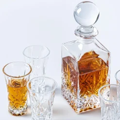 Godinger Dublin Crystal-Cut Spirits Decanter & Shot Glass Set/7