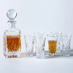 Godinger Dublin Crystal-Cut Spirits Decanter & Shot Glass Set/7