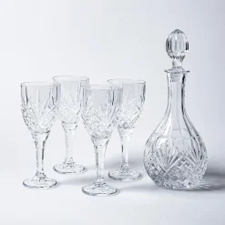 Godinger Dublin Crystal-Cut Wine Decanter & Glass Set of 5
