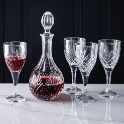 Godinger Dublin Crystal-Cut Wine Decanter & Glass Set of 5