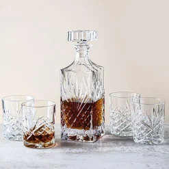 Godinger Dublin Crystal-Cut Whiskey Decanter Combo - Set of 5