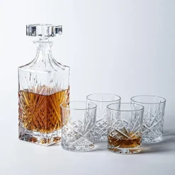 Godinger Dublin Crystal-Cut Whiskey Decanter Combo - Set of 5