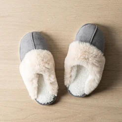 Harman Aspen 'Sherpa Lined Cuff' Memory Foam Slippers Women (Grey)