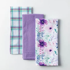 Harman 'Blossom Lilac' Cotton Kitchen Towel - Set of 3