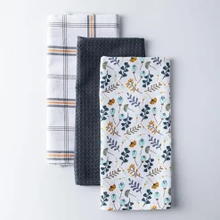 Harman 'Blue Foliage' Cotton Kitchen Towel - Set of 3