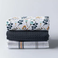 Harman 'Blue Foliage' Cotton Kitchen Towel - Set of 3