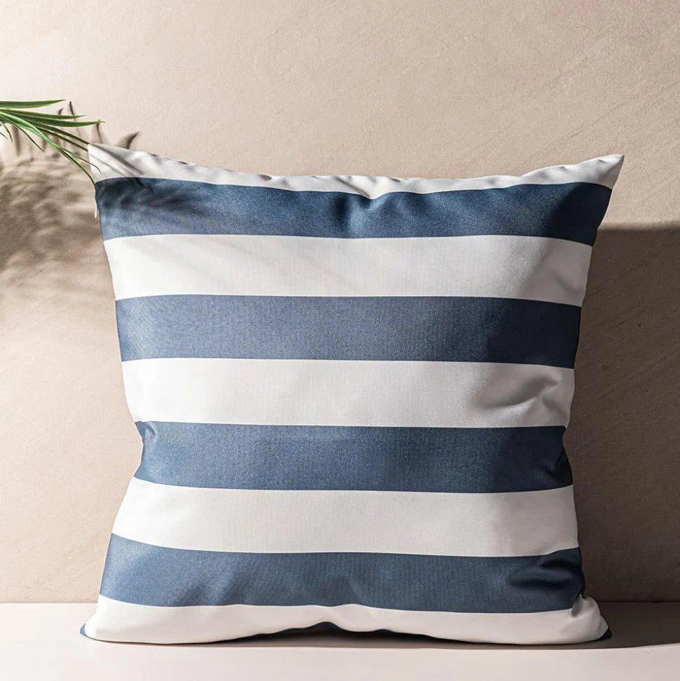 Harman Cabana Stripe 'Water Repellent' 18"x18" Outdoor Cushion (Blue)