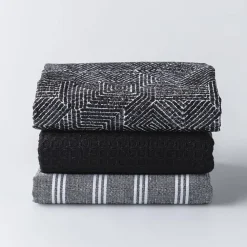 Harman 'Embroidered Geometric' Cotton Kitchen Towel - Set of 3