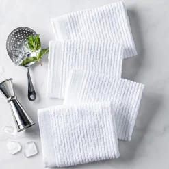 Harman Goods & Textiles Bar Mop Dish Cloth - Set of 4 (White)