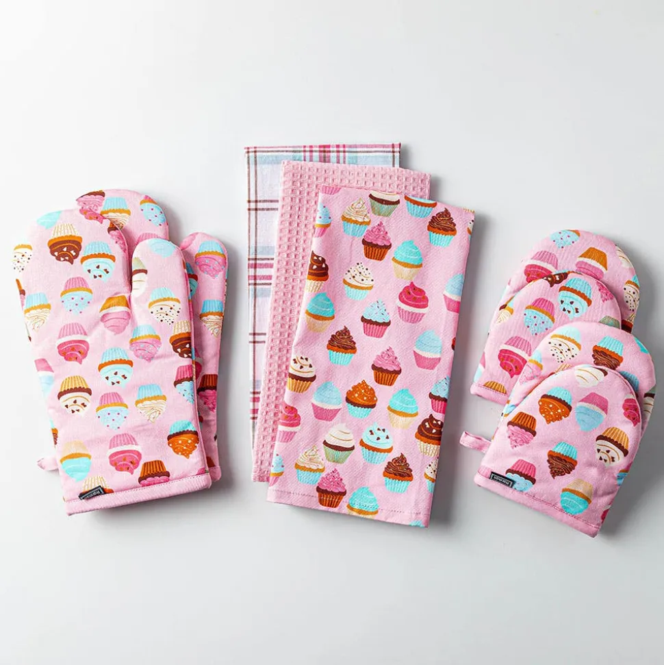 Harman Gourmet 'Cupcake' Cotton Oven Mitt - Set of 2 (Pink)