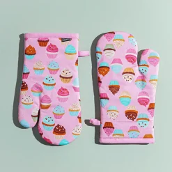 Harman Gourmet 'Cupcake' Cotton Oven Mitt - Set of 2 (Pink)