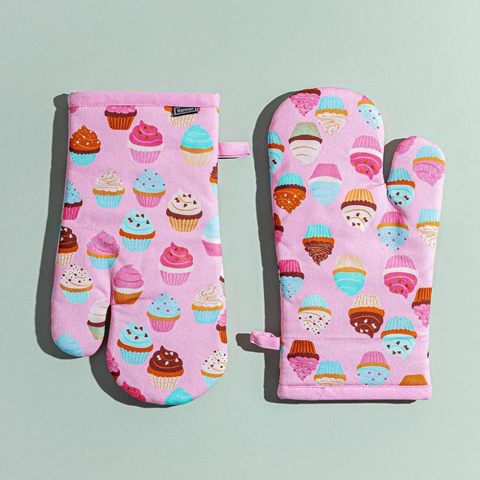 Harman Gourmet 'Cupcake' Cotton Oven Mitt - Set of 2 (Pink)